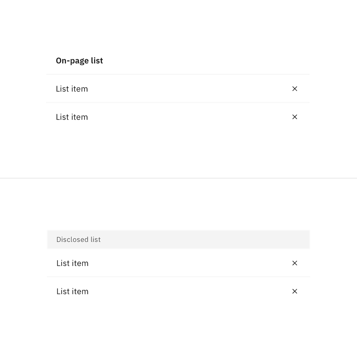 Enabled states for contained list variants